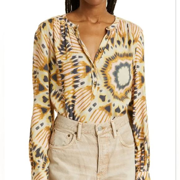 Ba&sh Calysta Crinkled Blouse in Kaleidoscope Small - Picture 4 of 11